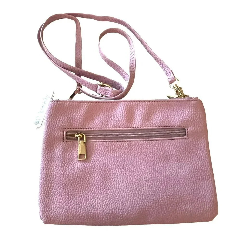 AR New York Pebbled Lavender Purple Crossbody Bag Multi Compartment